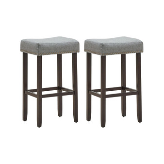 Set of 2 Nailhead Saddle Bar Stools 29" Height