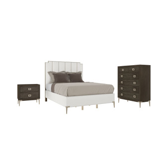 Drew & Jonathan Boulevard King 3-Pc Set (Uph Bed + Chest + Nightstand)