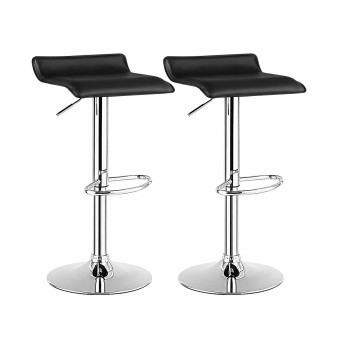 Set of 2 Swivel Bar Stool PU Leather Adjustable Bar Chair