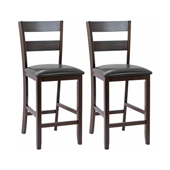 2-Pieces Bar Stools Counter Height Chairs w/ PU Leather Seat