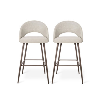 Set of 2 Fabric, Leatherette Bar Stool with Tapered Metal Legs
