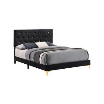 Kendall 49.25" Asian Hardwood Tufted Panel Queen Bed