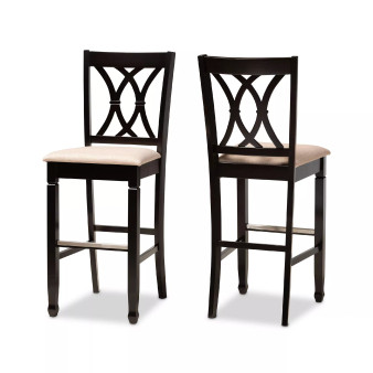 Calista Modern and Contemporary Fabric Upholstered 2 Piece Bar Stool Set