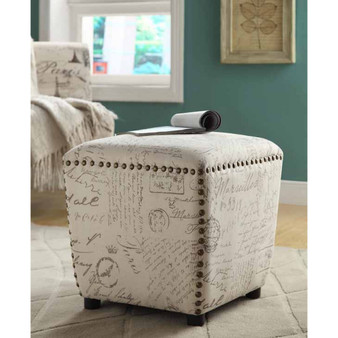Cortez Upholstered Ottoman with Nailhead Trim
