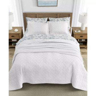 Tommy Bahama Solid White Reversible 3-Piece Full/Queen Quilt Set