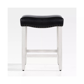 24" Upholstered Saddle Seat Faux Leather Counter Stool