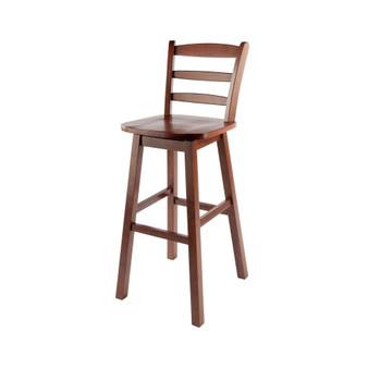 Transitional Scalera Ladder-back Swivel Seat Bar Stool, Walnut