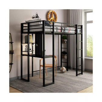 Alix Twin Metal Loft Bed with Desk