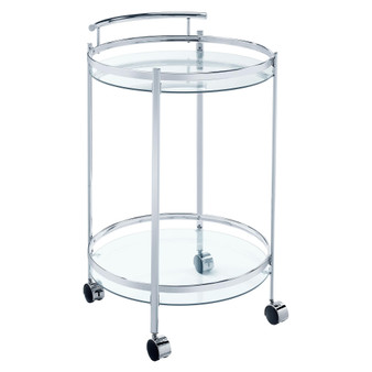 Chrissy 31" 2-Tier Round Glass Serving Cart