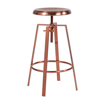 Industrial Style Barstool with Swivel Lift Adjustable Height Seat in Rose Gold Finish