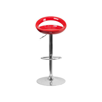 Contemporary Plastic Adjustable Height Bar Stool with Chrome Base