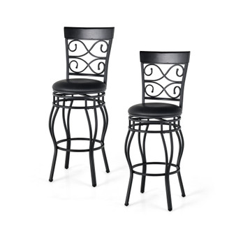 Set of 2 Vintage Swivel Bar Stools 30'' Bistro Upholstered Dining Chairs