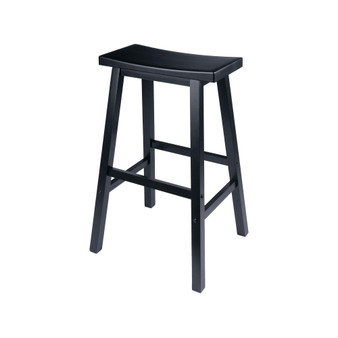 Home Decorative Contemporary Saddle Seat 29" Black Stool, Single, RTA