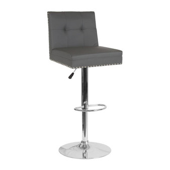Ravello Contemporary Adjustable Height Swivel Barstool with Accent Nail Trim
