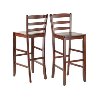 Transitional Benjamin 2-Pc Ladder-back Bar Stool Set, Walnut