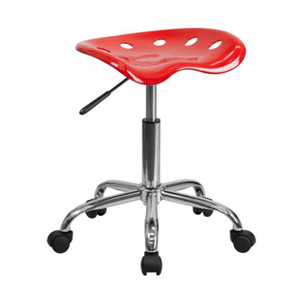 Vibrant Red Tractor Seat and Chrome Stool
