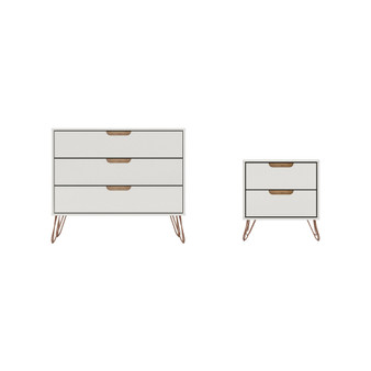 Rockefeller 2-Piece Medium Density Fiberboard 3-Drawer Dresser and 2-Drawer Nightstand Set