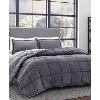 Sherwood Microsuede Grey Down Alternative Comforter Set, Full/Queen