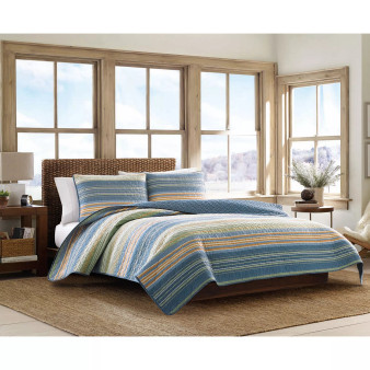 Yakima Valley Stripe Persimmon Reversible 2-Piece Twin Quilt Set