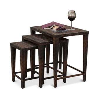 Aldin Set of 3 Outdoor Wicker Nested Tables