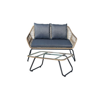 Lugano 2 Piece Patio Sofa and Table Seating Set with Cushions