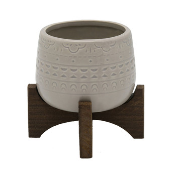 Mayan Ceramic Planter on Stand, 4.75"