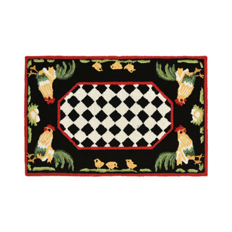 Frontporch Rooster Black and Gray 2' x 3' Outdoor Area Rug