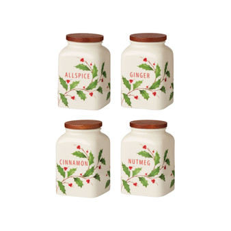 Holiday Baking Spice Jars, Set of 4