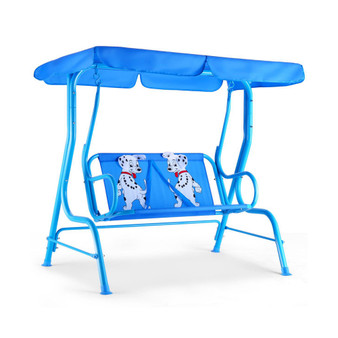 Kids Patio Swing Chair Children Porch Bench Canopy 2 Person Yard Furniture