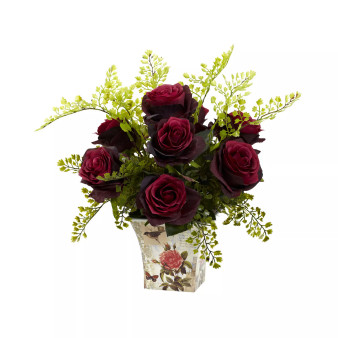 Rose and Maiden Hair w/Floral Planter