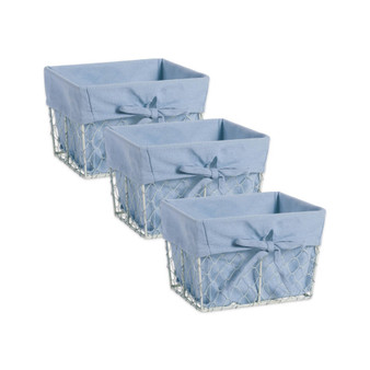 Small Chicken Wire Washed Denim Liner Set of 3