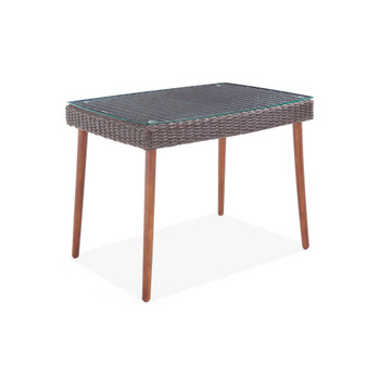 Athens All-Weather Wicker Outdoor Cocktail Table with Glass Top