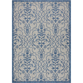 Country Side CTR04 Ivory and Blue 3'6" x 5'6" Outdoor Area Rug
