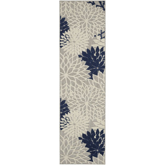 Aloha ALH05 Ivory and Navy 2' x 6' Runner Rug