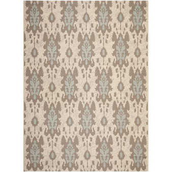 Courtyard Beige Dark Beige and Aqua Weft 8' x 11' Sisal Weave Outdoor Area Rug