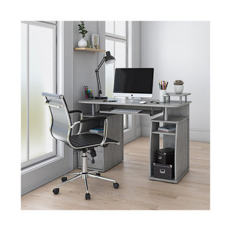 Complete Computer Workstation Desk With Storage, Grey