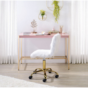 Midriaks Writing Desk w/USB Port in Pink & Gold Finish OF 00024