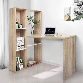 47.2"X 19.7"X 29.5"-54.3"H 2 in 1 computer desk/ L-SHAPED Desktop with shelves - OAK