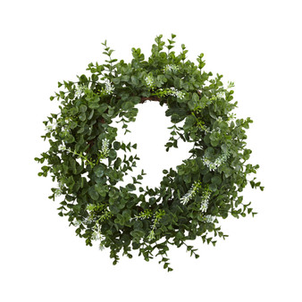 18" Eucalyptus Double Ring Wreath w/ Twig Base