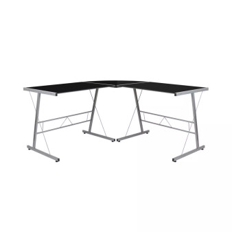 L-Shaped Computer Corner Glass Desk, Gaming Desk, Home Office Corner Desk