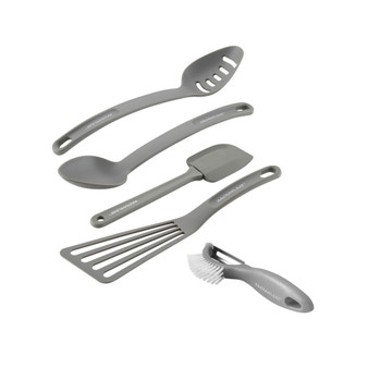Cucina Nylon Nonstick Kitchen Utensil and Veg-A-Peel Set, 5-Pc., Sea Salt Gray