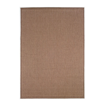 CLOSEOUT! Recife Saddle Stitch Machine-Washable Cocoa/Natural 2'3" x 11'9" Indoor/Outdoor Runner