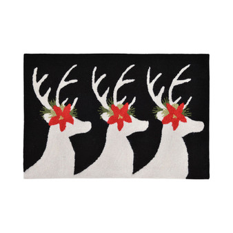 Liora Manne Front Porch Indoor/Outdoor Reindeer Black 2' x 3' Area Rug