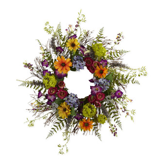 24" Spring Garden Wreath with Twig Base