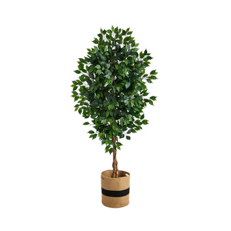 6' Ficus Artificial Tree with Natural Trunk in Planter