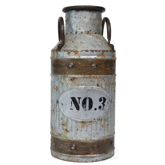 Galvanized Metal Rustic Milk Can, Small