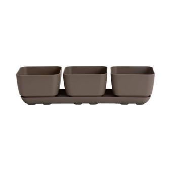 10013 Herb & Succulent Trio Planter/Flower Pot, Taupe, 12"