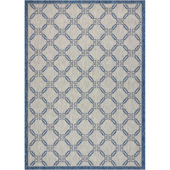 Country Side CTR02 Ivory and Blue 3'6" x 5'6" Outdoor Area Rug