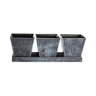 Gardener Select Farmhouse Square Planter w/ Tray Set Black 12.5"