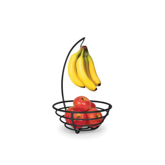 Euro Small Fruit Tree, Space Saving Fruit Holder with Attached Banana Hanger Hook Stand